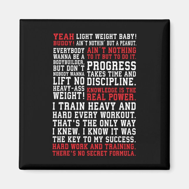 Ronnie Fitness Quotes Gym Workout Bodybuilding Mot Magnet (Front)