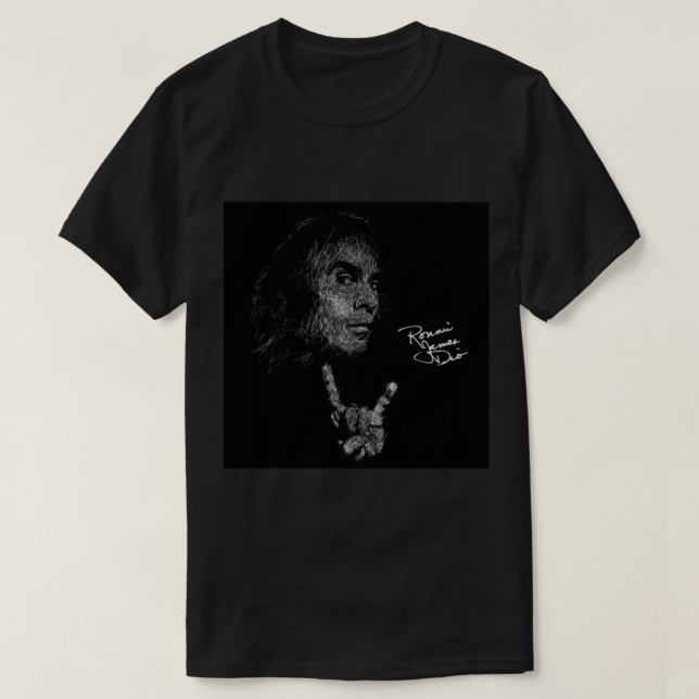 Ronnie James Dio Scribble Art Acrylic Block   T-Shirt (Design Front)