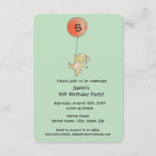 Roo Bunny - Red Big Balloon Party Invitation