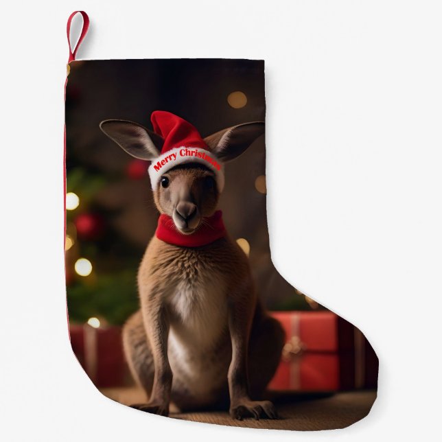 "Roo-dolph’s Holiday Hop: A Festive Wonderland" Small Christmas Stocking (Front)