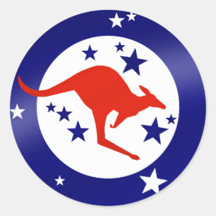 Roo Flag of Australia Kangaroo Oz Aussie Classic Round Sticker