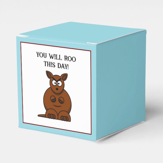 Roo This Day, Funny Angry Kangaroo Cartoon Favour Box (Front Side)