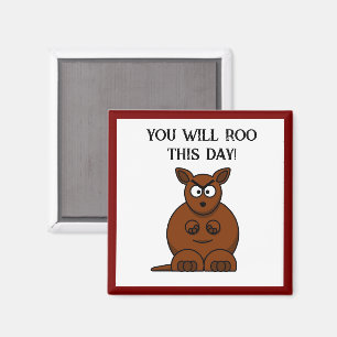 Roo This Day, Funny Angry Kangaroo Cartoon Magnet