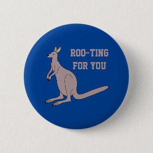 Roo-ting For You Cute Aussie Funny Kangaroo Pun 6 Cm Round Badge