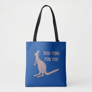 Roo-ting For You Cute Aussie Funny Kangaroo Pun Tote Bag