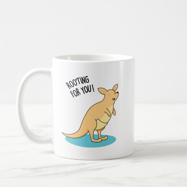 Roo-Ting For You Funny Kangaroo Pun  Coffee Mug (Left)