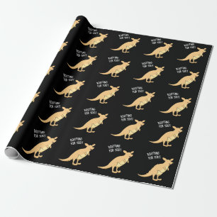 Roo-Ting For You Funny Kangaroo Pun Dark BG Wrapping Paper