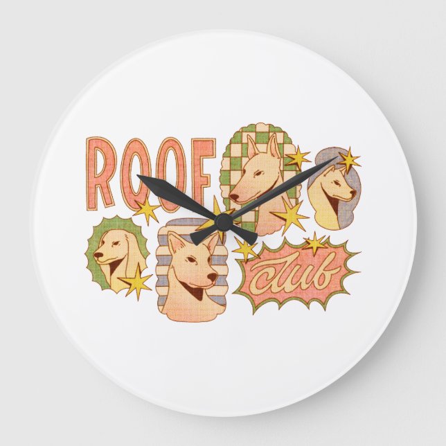 Roof Club / Dog Illustrations Large Clock (Front)