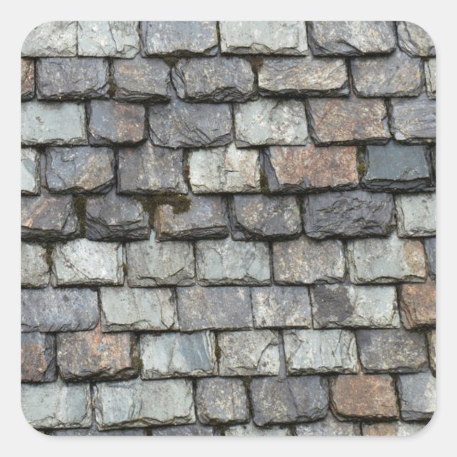 Roof cover with slate plates square sticker (Front)