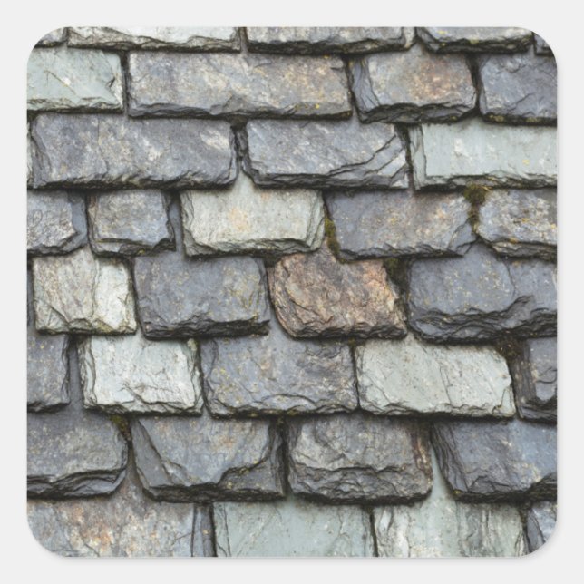 Roof cover with slate plates square sticker (Front)
