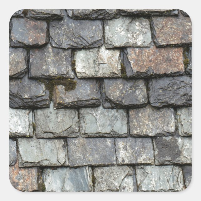 Roof cover with slate plates square sticker (Front)
