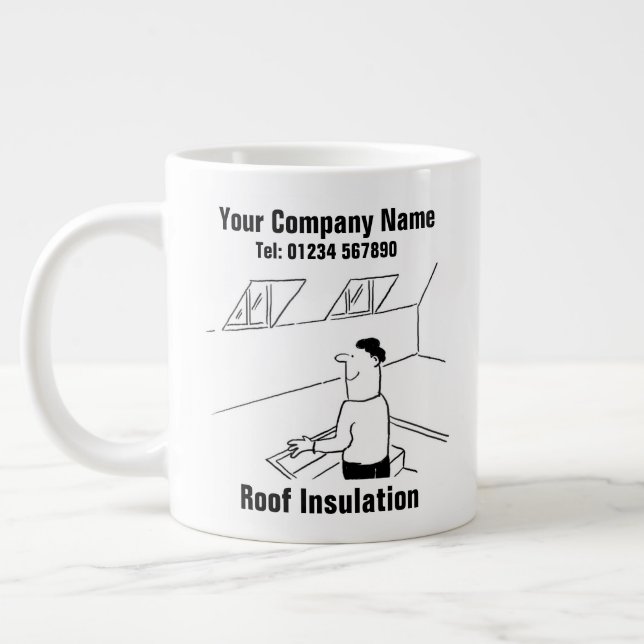 Roof Insulation Cartoon to Personalise Large Coffee Mug (Left)