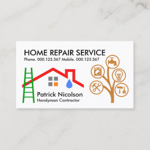 Roof Ladder Construction Tools Tree Business Card