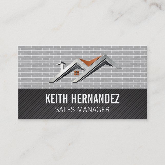 Roof Logo | Real Estate | Brick Wall Business Card (Front)