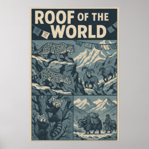 Roof of the World – Himalayan Wildlife Comic Art Poster