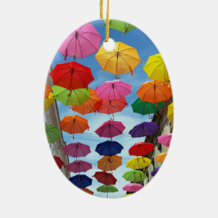 Roof of umbrellas ceramic tree decoration