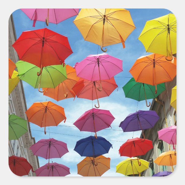 Roof of umbrellas square sticker (Front)