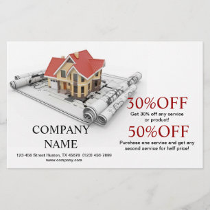 Roof repair construction home renovation flyer