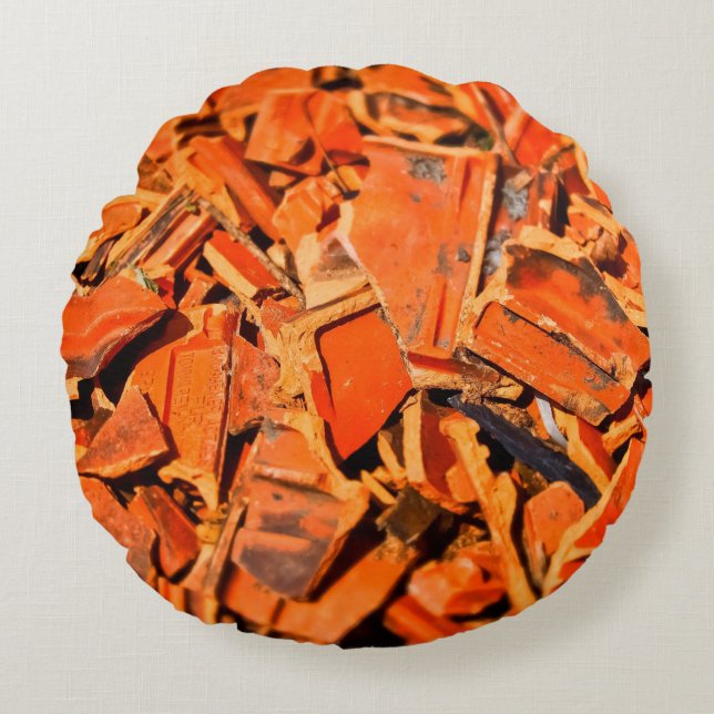 Roof tiles brick red roof panels round cushion (Front)