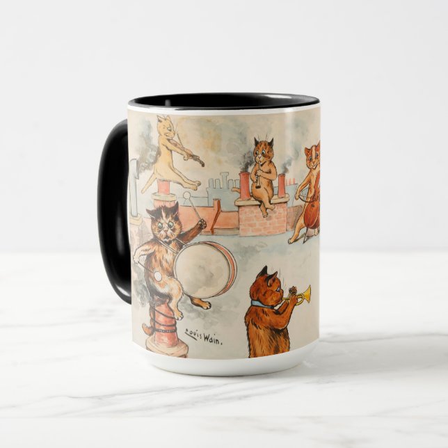 Roof Top Band by Louis Wain Mug (Front Left)
