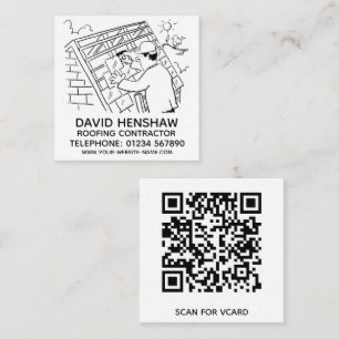Roof Worker or Roofing Contractor Square Business Card