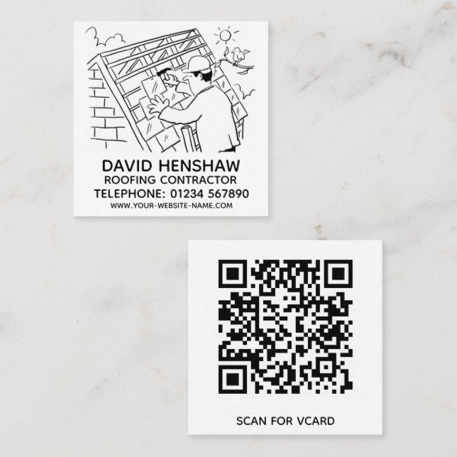 Roof Worker or Roofing Contractor Square Business Card (Front/Back)