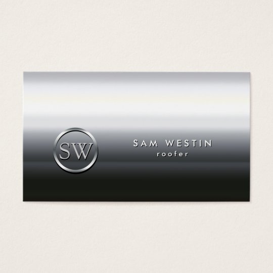 Roofer Chrome Monogram Business Card