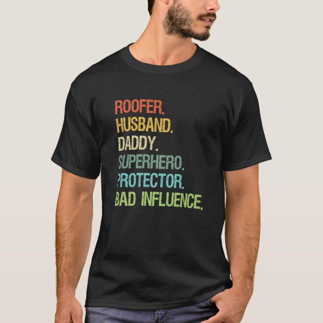 Roofer Husband Daddy Superhero Protector DAD Premi T-Shirt (Front)