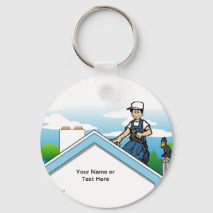 Roofer - Male Cartoon by PrintedPerfection.com Key Ring
