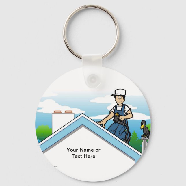 Roofer - Male Cartoon by PrintedPerfection.com  Key Ring (Front)