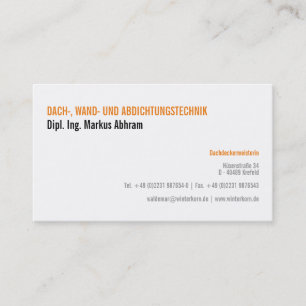 Roofer minimal business card