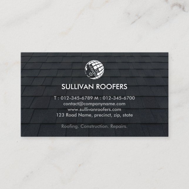 Roofer Roofing Construction Contractor  Business Card (Front)