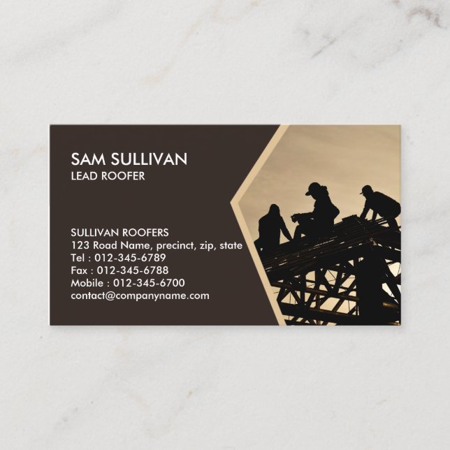 Roofer Roofing Construction Contractor  Business Card (Front)