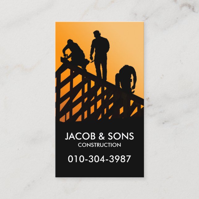 Roofer Roofing Contruction Contractor Business Card (Front)