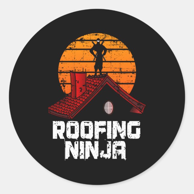 Roofer Roofing Ninja Contractor Classic Round Sticker (Front)