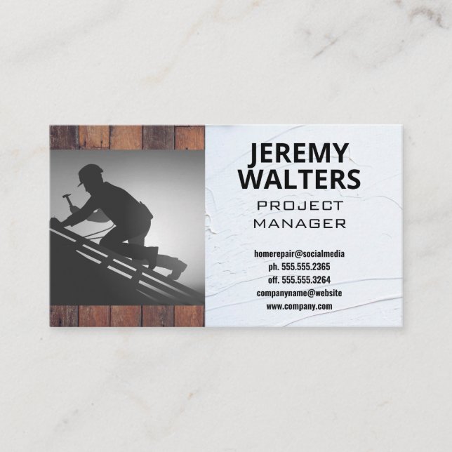 Roofer | Wood and Spackle Business Card (Front)