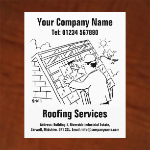 Roofers and Roofing Services Cartoon Design Flyer