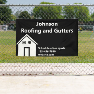 Roofing and Gutters Black and White Business Name Banner