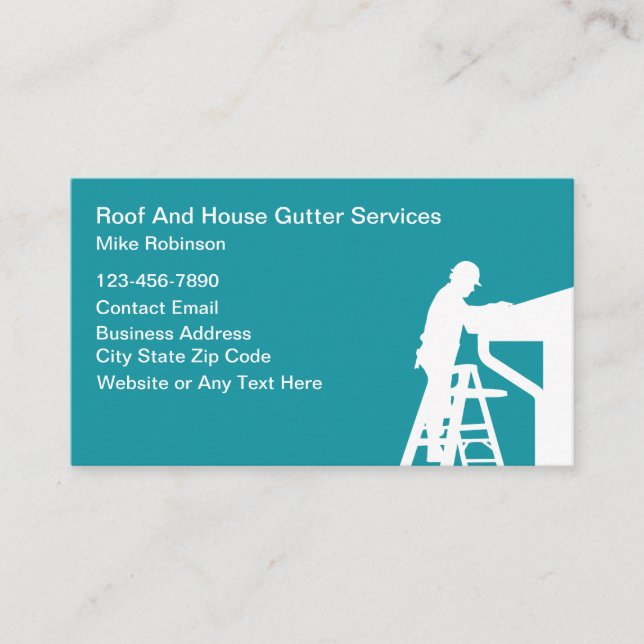Roofing And House Gutters Theme Construction Business Card (Front)
