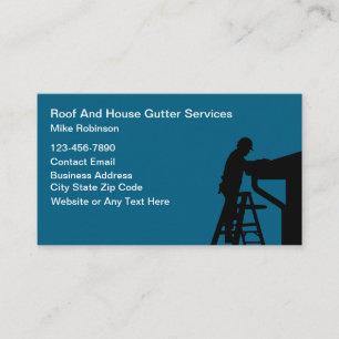 Roofing And House Gutters Theme Construction Business Card