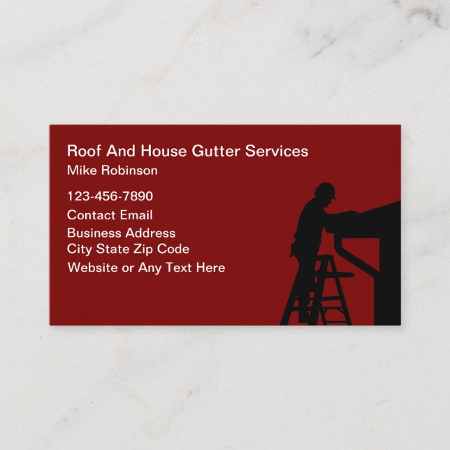 Roofing And House Gutters Theme Construction Business Card (Front)