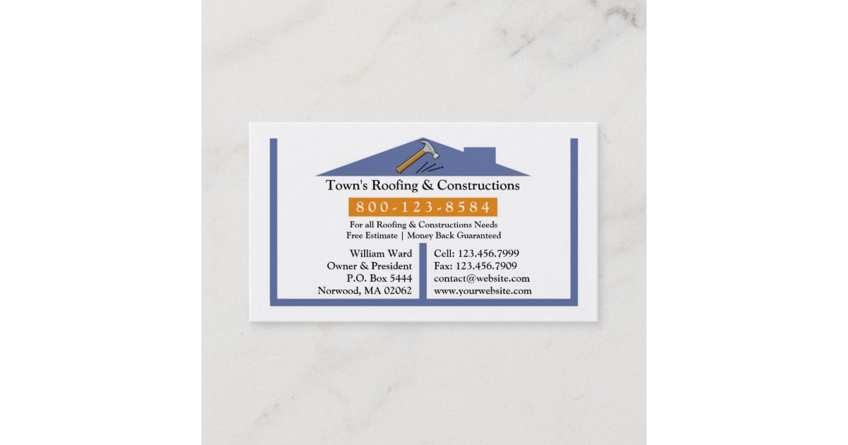 Roofing/Construction Business Card | Zazzle.co.uk