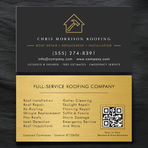Roofing Construction Services QR Code Business Card