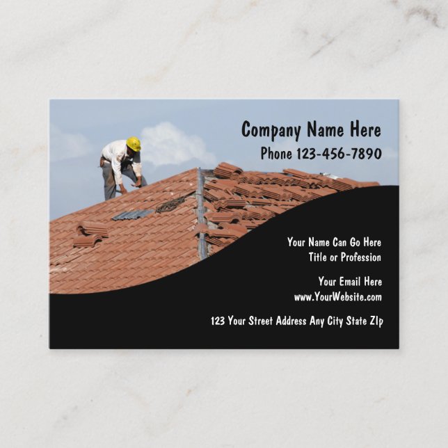 Roofing Construction Tiles Large Design Business Card (Front)