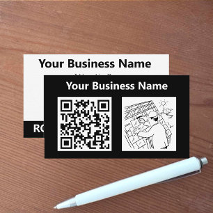 Roofing Contractor Illustration & QR Code Business Card