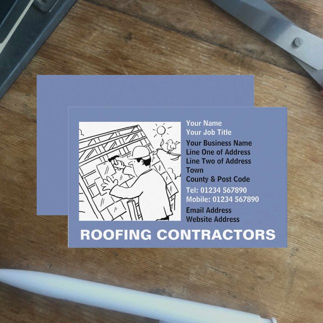 Roofing Contractors Cartoon Business Card (Creator Uploaded)