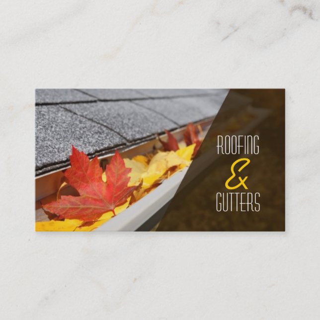 Roofing, Gutters, Construction Business Card (Front)