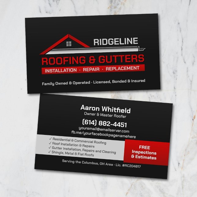 Roofing & Gutters Contractor Business Card (Creator Uploaded)