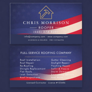 Roofing Roofer American Flag Business Card