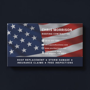 Roofing Roofer Patriotic Professional Business Card